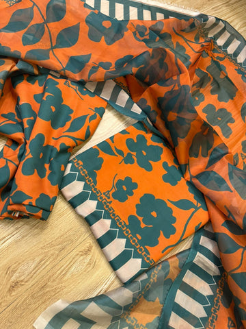 Digital Printed 3 Piece Swiss Cambric Cotton  With Silk Dupatta Collection 27 (unstitch)